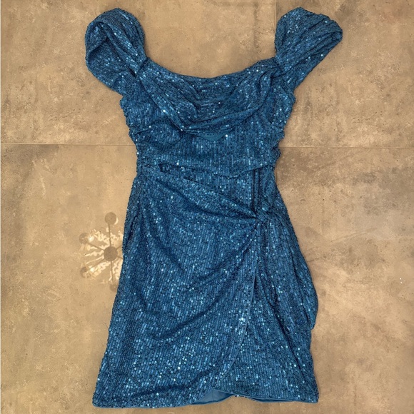 Blue Sequin Mini Dress | 4 - Picture 4 of 10